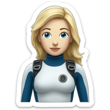 woman scubadiver with blue eyes sticker
