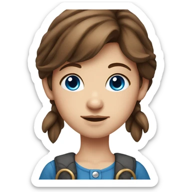 girl with brown hair blue eyes fair skin dressed like a gnome sticker