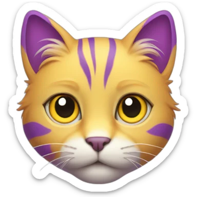 purple yellow cat furry sticker