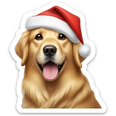 Golden retriever wearing Santa hat sticker