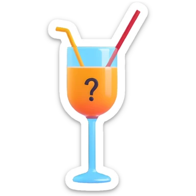 silhouette of a glass with a straw covered by a question mark sticker