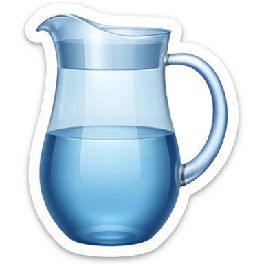 A water pitcher, transparent, slightly blue water, no lid, no droplets, tall. Without a handle and without nose.
 sticker