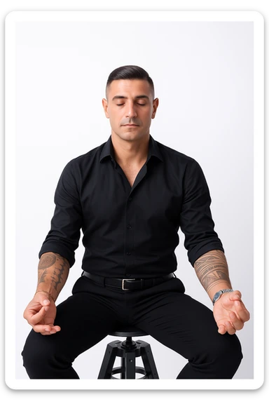 Uomo che applica la respirazione per calmare il suo sistema nervoso sticker