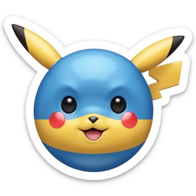 A blue Pokéball with highlights, anime Pikachu style, emoji style, variation 2 sticker