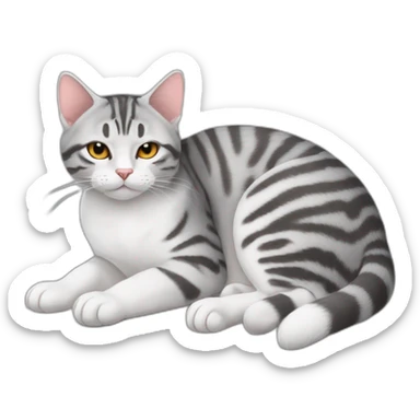 cat-American shorthair-cathandswhole body-lie down-Close your eyes. sticker