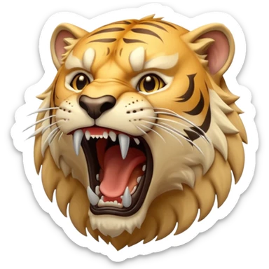 Create a Sabertooth Tiger roaring, make it fierce sticker