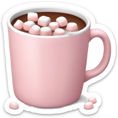 Light Pink mug of hot chocolate with marshmallows  sticker