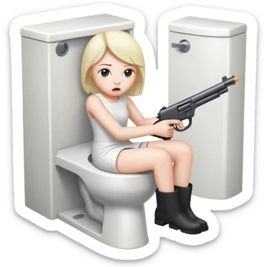 hiding in the toilet with a gun  sticker