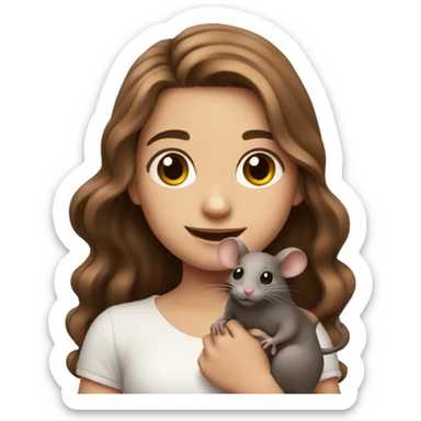 cute girl with long wavy brown hair holding rats sticker