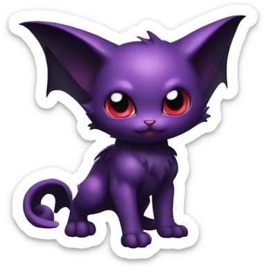 Cool Cute Edgy Dark Black Red Purple Batty Chibi Noibat-Cat-Pokémon-Fakémon-hybrid sticker