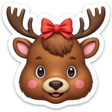 Reindeer with cute bow sticker
