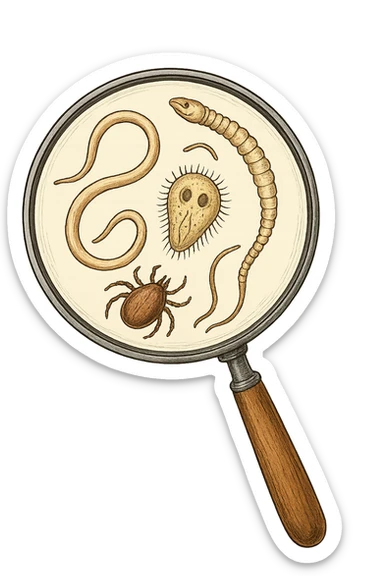 parassiti sotto lente di ingrandimento sticker