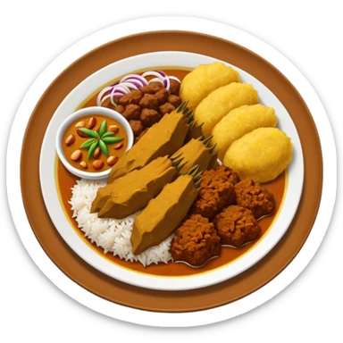nasi padang pakai rendang dan kuah gulai sticker