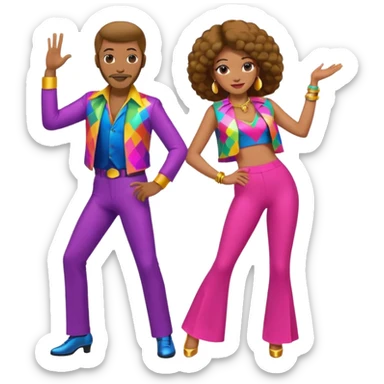 man and woman disco dancing sticker