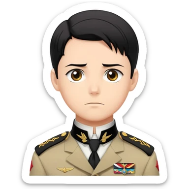 Levi Ackerman from Attack on Titan, with black undercut hair, serious expression, Scout Regiment uniform with cravat sticker