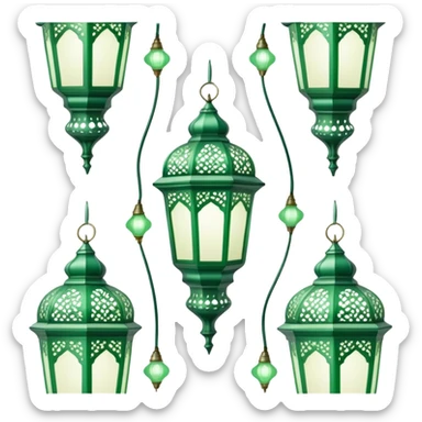 Rococo vintage style green white Ramadan lights sticker