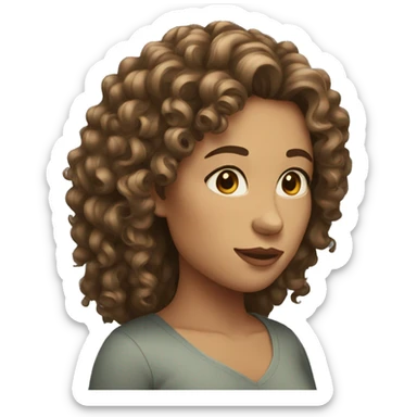 women with curly long hair sticker