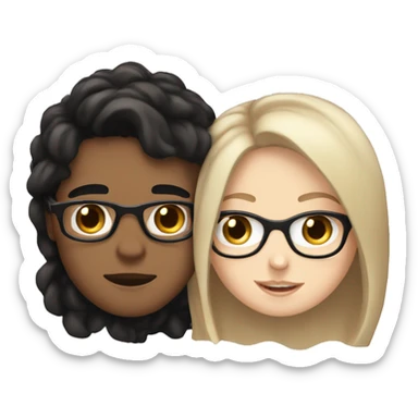 White boy black hair glasses kissing white girl brown hair brown eyes sticker