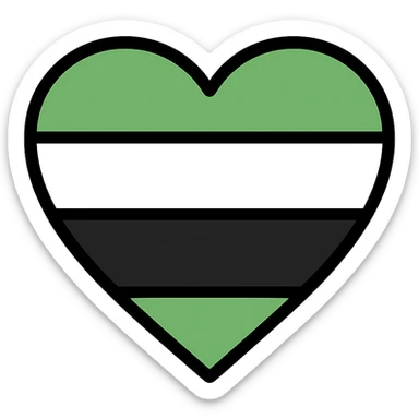 heart with bold and clear green, black, and white stripes sticker