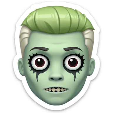 Pale white skin, Frankie stein monster high doll boy with 5-o-clock shadow , pale white-green skin, face stiches  sticker