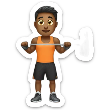 A boy in the gym with a barbell sticker