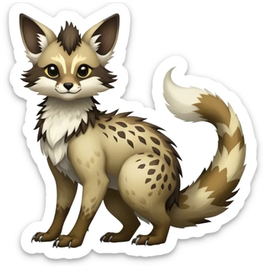 Feral Rare Fantasy Vernid-Trico-species by LiLaiRa, random markings, tufted tail, tufted ears, full body sticker
