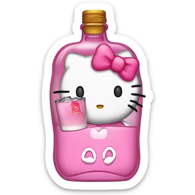 Hello kitty crying with tears with alcohol hello kitty sticker