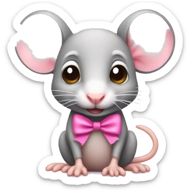 Cute rat with a pink bow  sticker