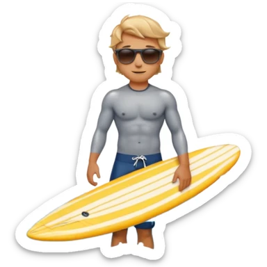 marine style emoji with waves, whale, male shirtless surfer, summer atmosphere with sun and warm  sticker