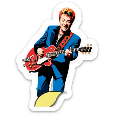 Brian Setzer playing the cherry-colored Gretch guitar sticker