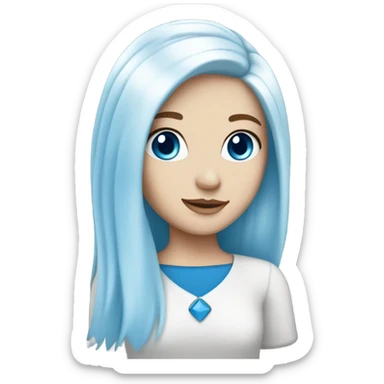 White & blue hair, blue eyes, white girl sticker