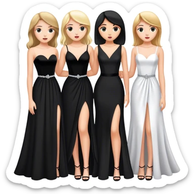 a group of white girls in black prom dresses sticker
