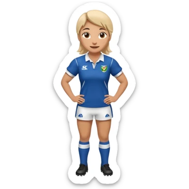 Disfraz de jugadora de rugby de cuerpo entero femenino y feliz sticker
