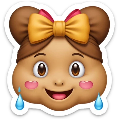 Emoji I phone Type, happy poo with tears a bow on the head sticker