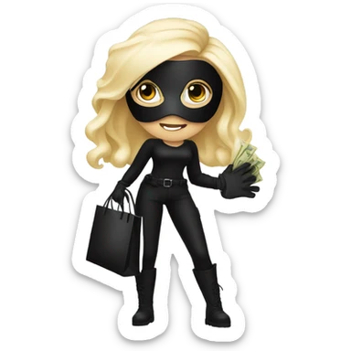 White blonde girl dressed as a burglar  sticker