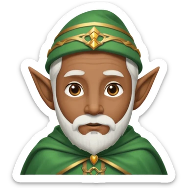 Wise elf with white beard, brown skin and cape sticker
