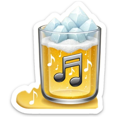salt in the glass, sparkle icon(yellow), and music note in a row sticker