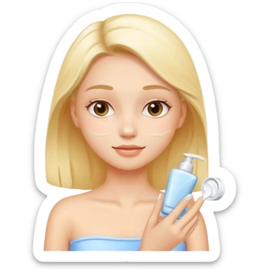 Girl applying cream to her body sticker