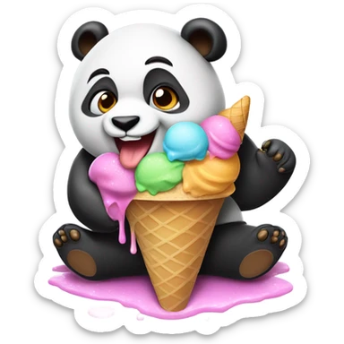 Panda eating ice cream sticker