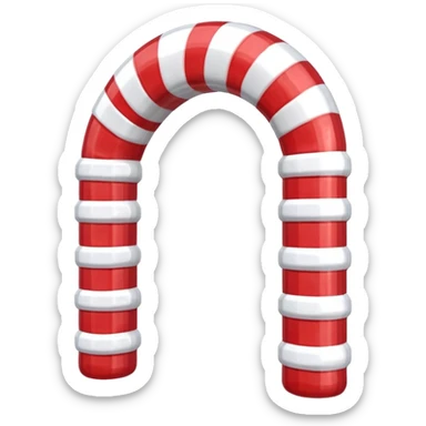 3D render of Candy Cane Arch, made entirely of dessert materials, glistening sugar crystal texture, glossy red and white striped hard candy, delicious confectionery aesthetic, Apple emoji style, isolated on white background --v 6.0. sticker