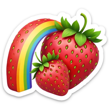a rainbow with strawberries sticker