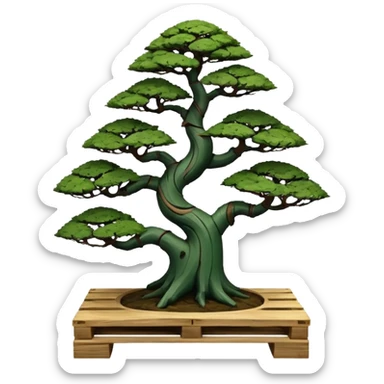 standing slanted bonsai trees rack made from the pallet wood  sticker