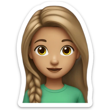 7 year old girl with brown long open hair light brown skin green eyes sticker