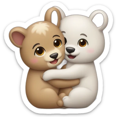 Cute animals hugging sticker
