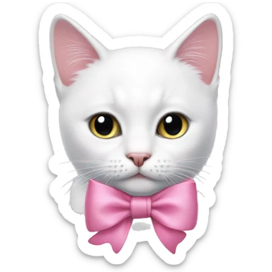 white cat with pink bow on head  sticker