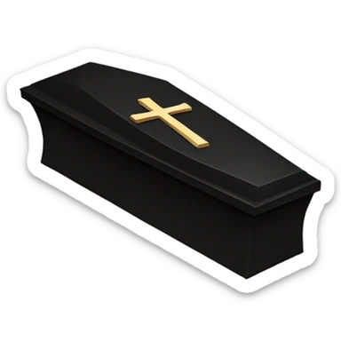 a black coffin with a cross sticker