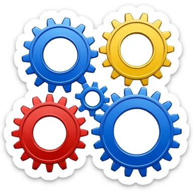 3 cogs made of paint sticker