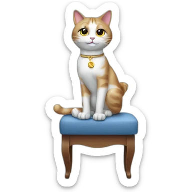 cat secretary sitting on top of the cloud sticker