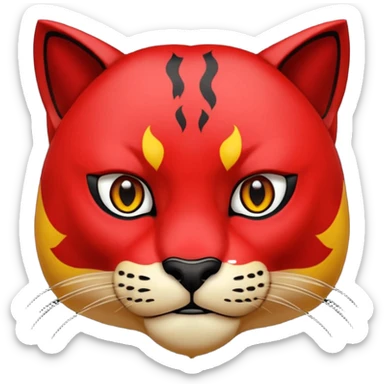 cara de una pantera enojada animal  de color rojo sticker