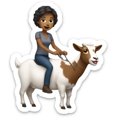 Woman with short hair riding a goat sticker